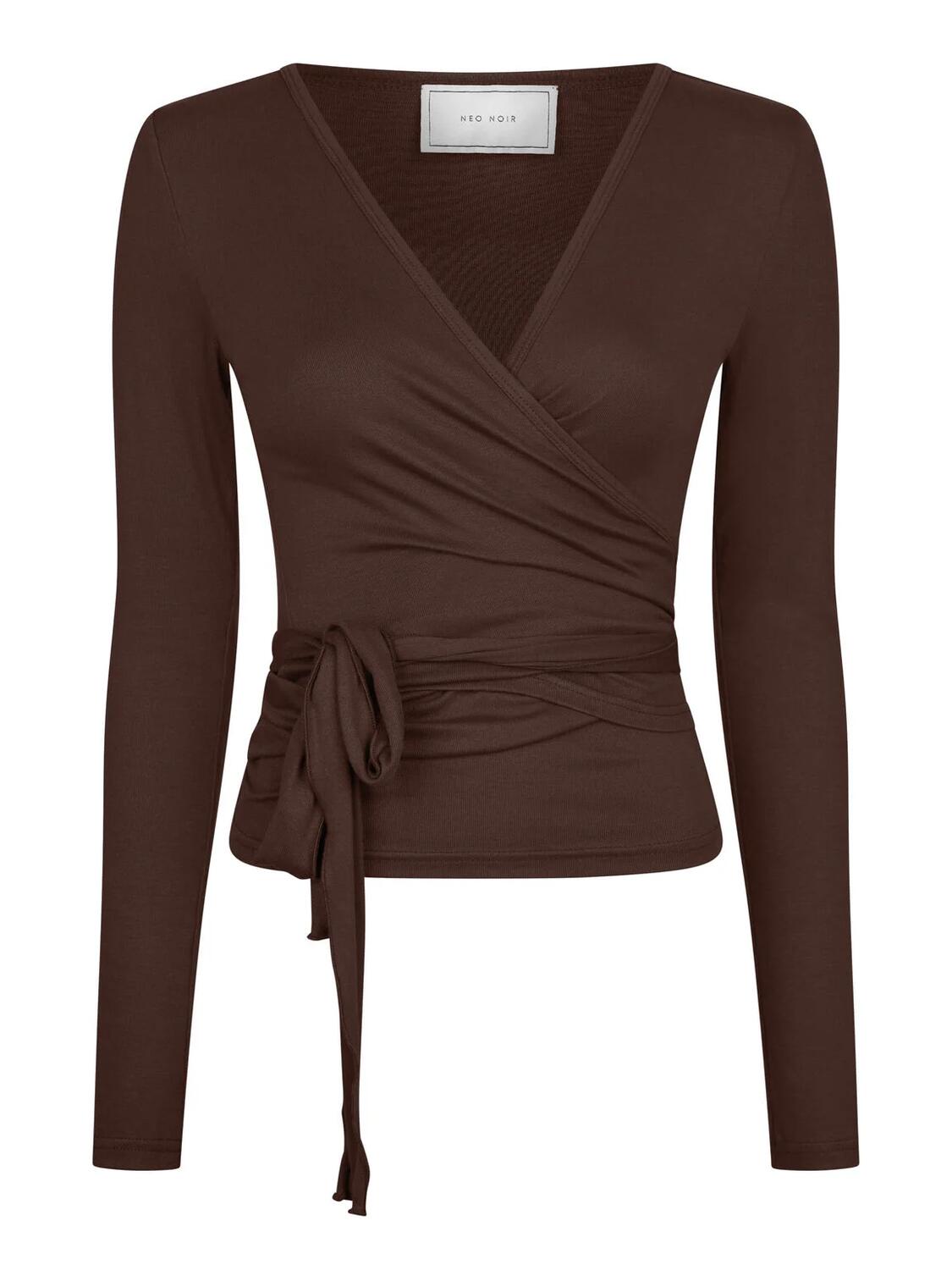 Nia Jersey Wrap bluse - Chocolate Brown
